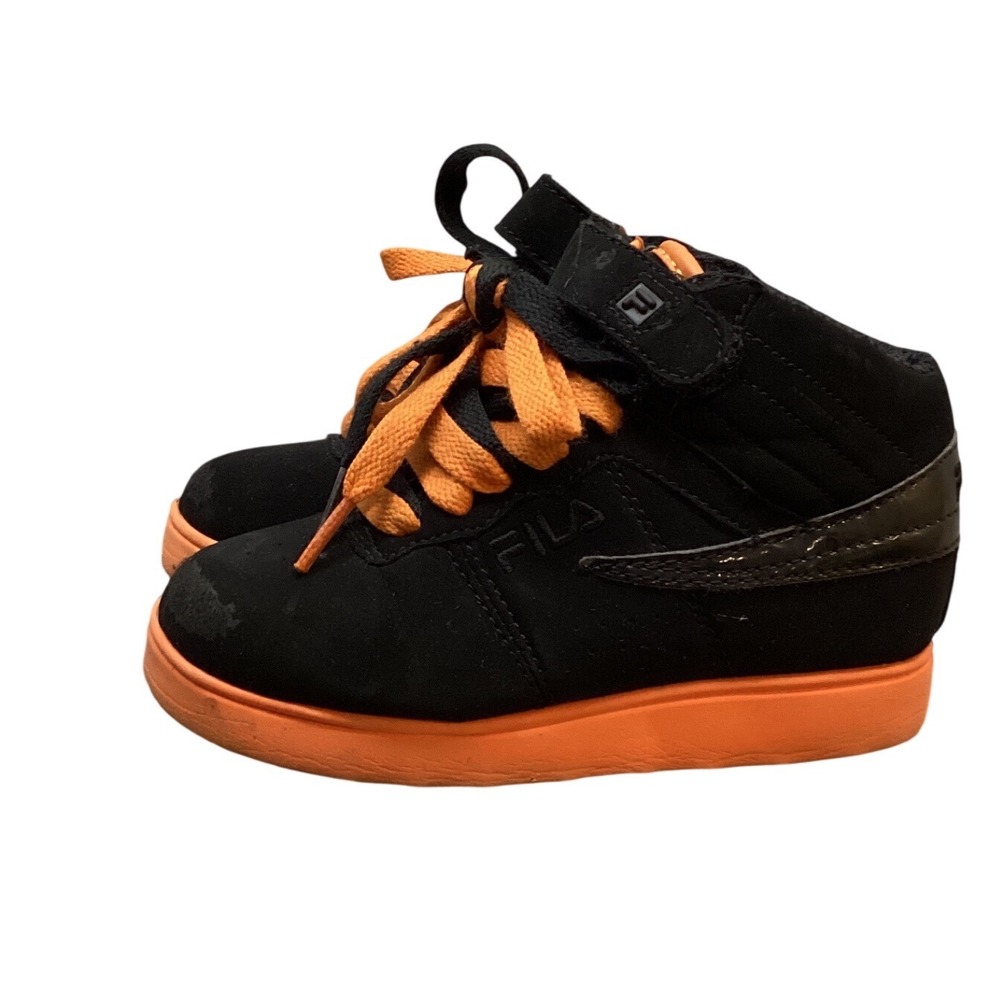 Kids‎ Fila Black Orange High Top Sneakers Shoes Size 11 Toddler Casual